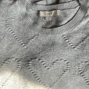 2 for $10 Cute heart detail puff sleeve sweater from the Loft in grey